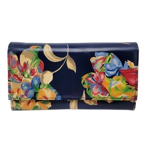 Patricia Nash Nazari Le Fleur Blue Leather Wallet
